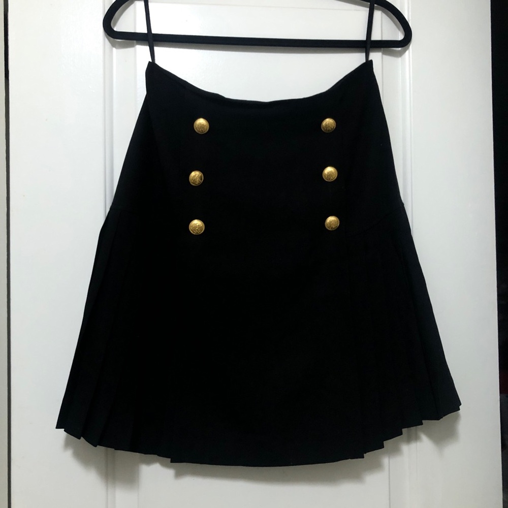 classiques entier pure wool black a-line pleated skirt double breast gold 10 - Picture 11 of 12